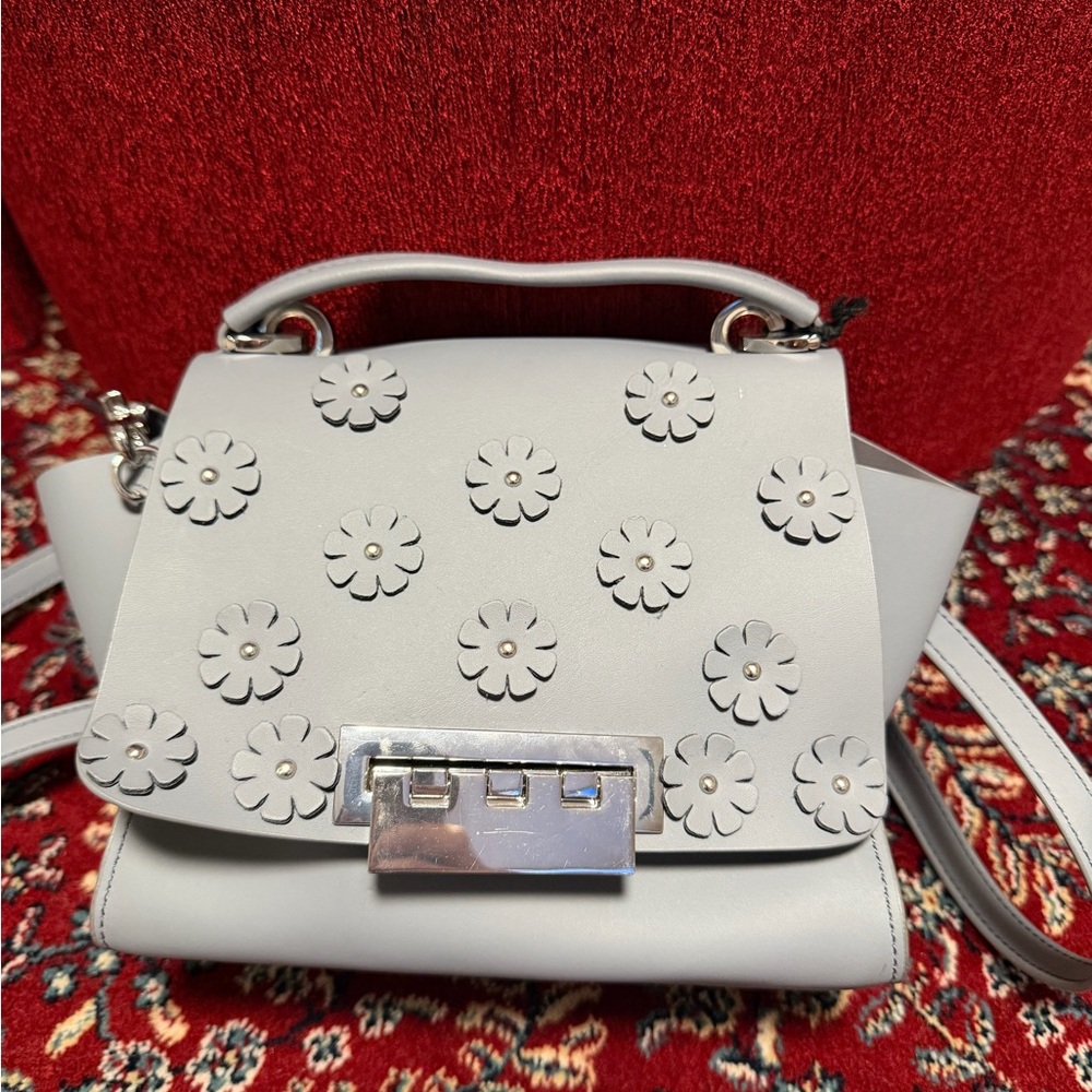 Zac Posen Light Gray Floral Satchel